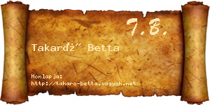 Takaró Betta névjegykártya